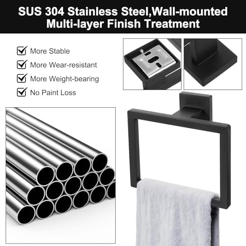 mekueeex Hand Towel Ring 2 Pack Matte Black
