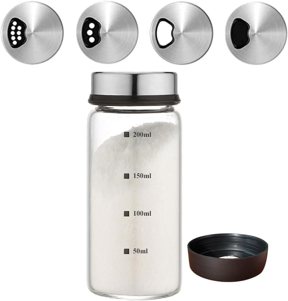 Verdental 7 oz Clear Glass Salt Pepper Shakers with Adjustable Lid