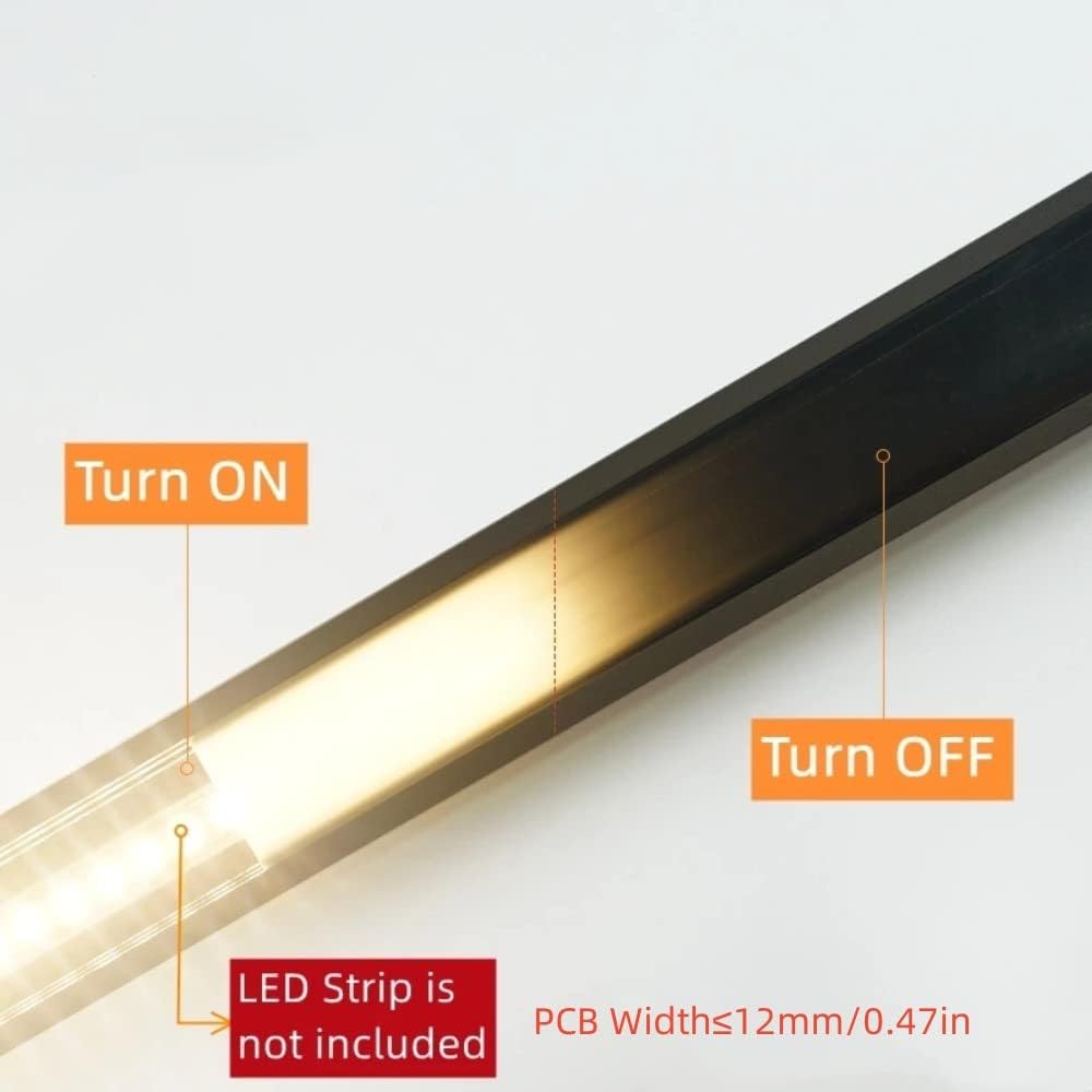 20-Pack U-Shape LED Diffuser Aluminum Channel with PC Black Cover
