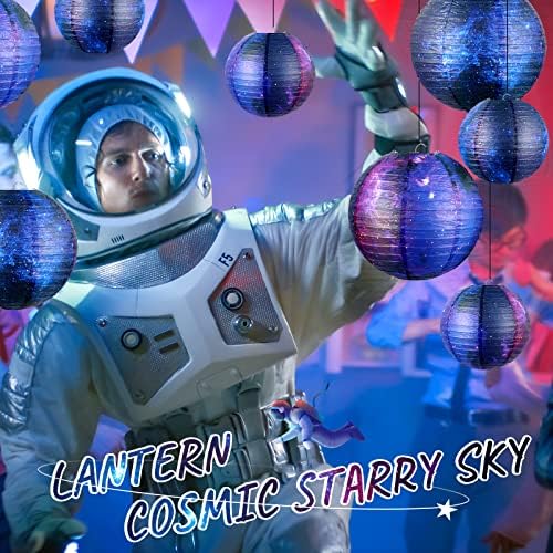 10 Piece Galaxy Print Paper Lanterns 8 Inch 6 Inch