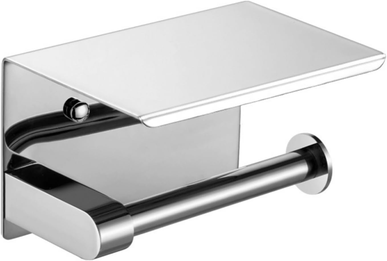 Modern Toilet Paper Holder with Shelf Brushed Silver 304 Stainless Steel