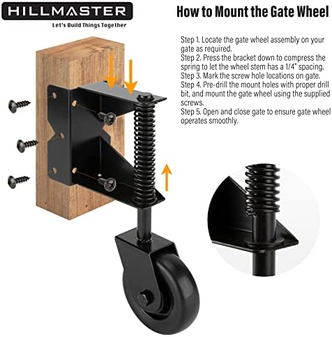 Sturdy 4-Inch Gate Wheel Kit for Outdoor Fences