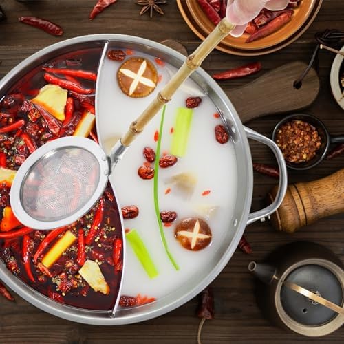 Amosfun Fat Skimmer Stainless Steel Strainer Ladle with Bamboo Handle
