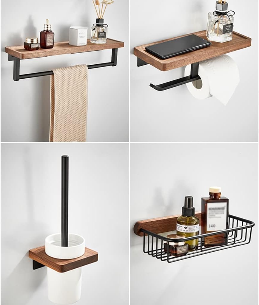 ANNBKA Luxury Black Walnut Towel Bar Set