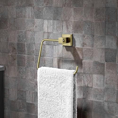 KIBI Cube Bath Towel Ring - Brushed Gold