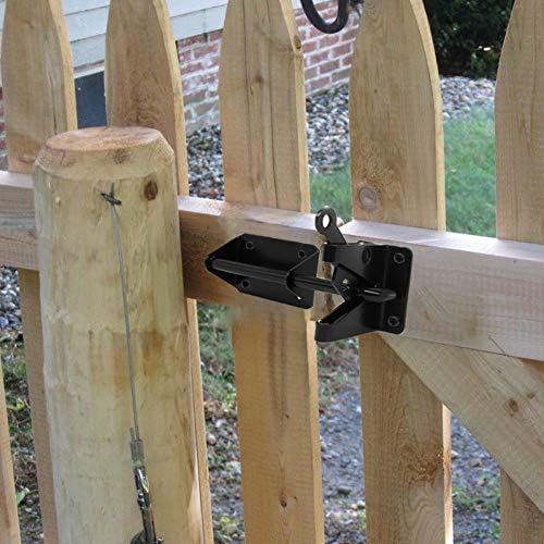 Durable Outswinging Gate Latch with Gravity Security Cable Puller Black