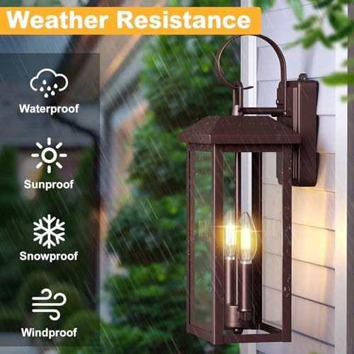 Brilvibera 2-Light Porch Wall Light with Dusk to Dawn Sensor
