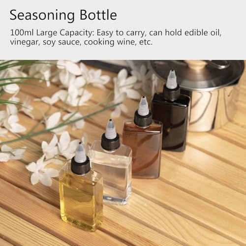 Cyrank 4 Pcs 100ML Twist Top Oil Dispenser Bottles for Camping Kitchen