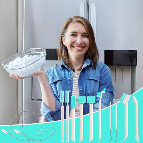 PEUTIER Ice Maker Cleaners Set - 10pcs Cleaning Brushes 2pcs Double Ended Hooks