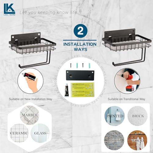 LKKL Silver Toilet Paper Holder with Shelf Wall Mount