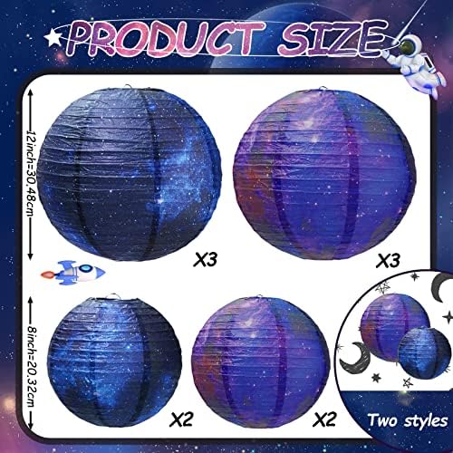 Galaxy Print Paper Lanterns 10PCS Space Theme Decor