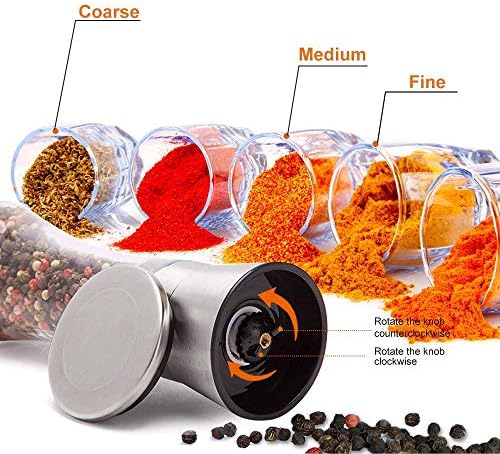 Yugefom Salt Pepper Grinder Set - Glass Stainless Steel