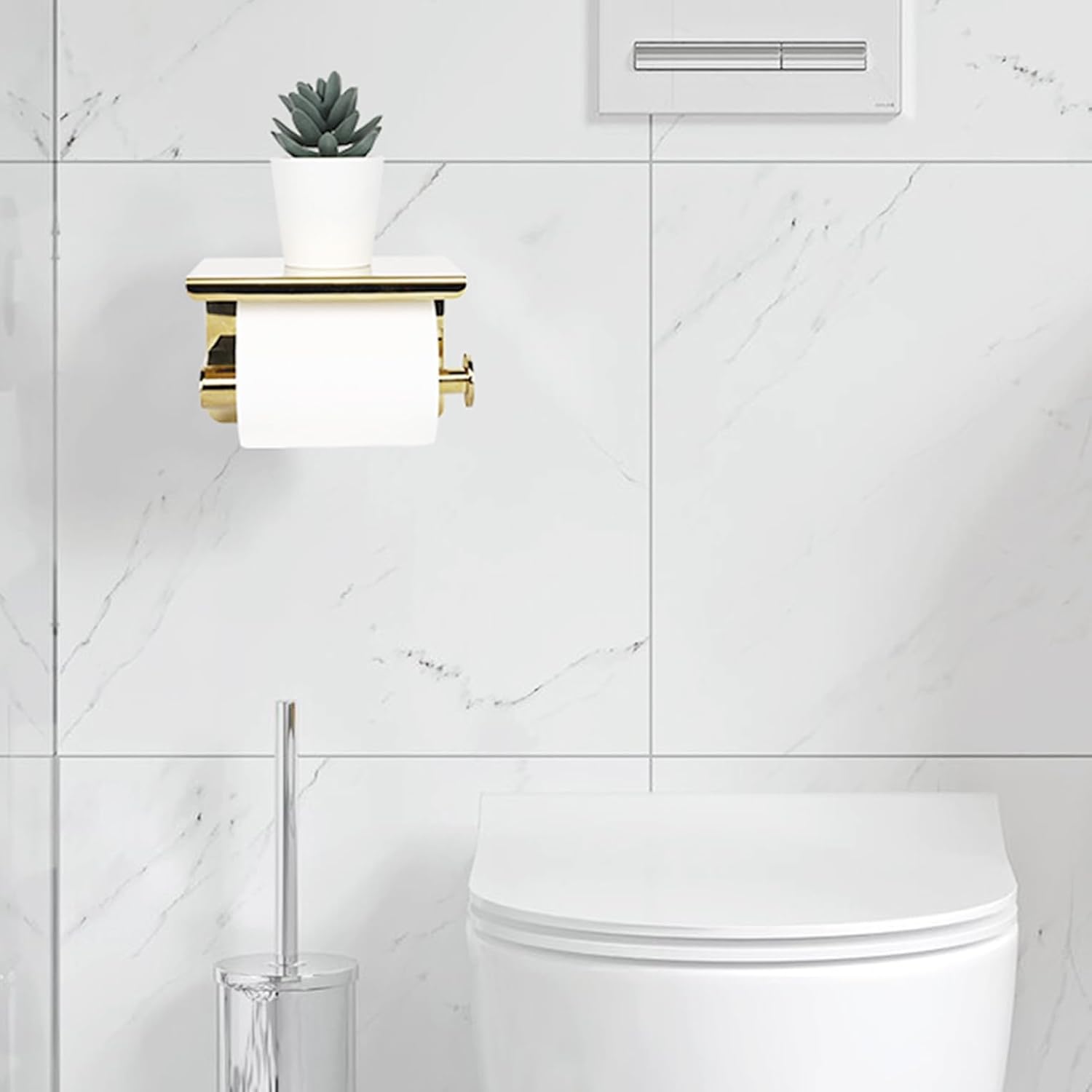 YURINJEE Gold Toilet Paper Holder with Shelf