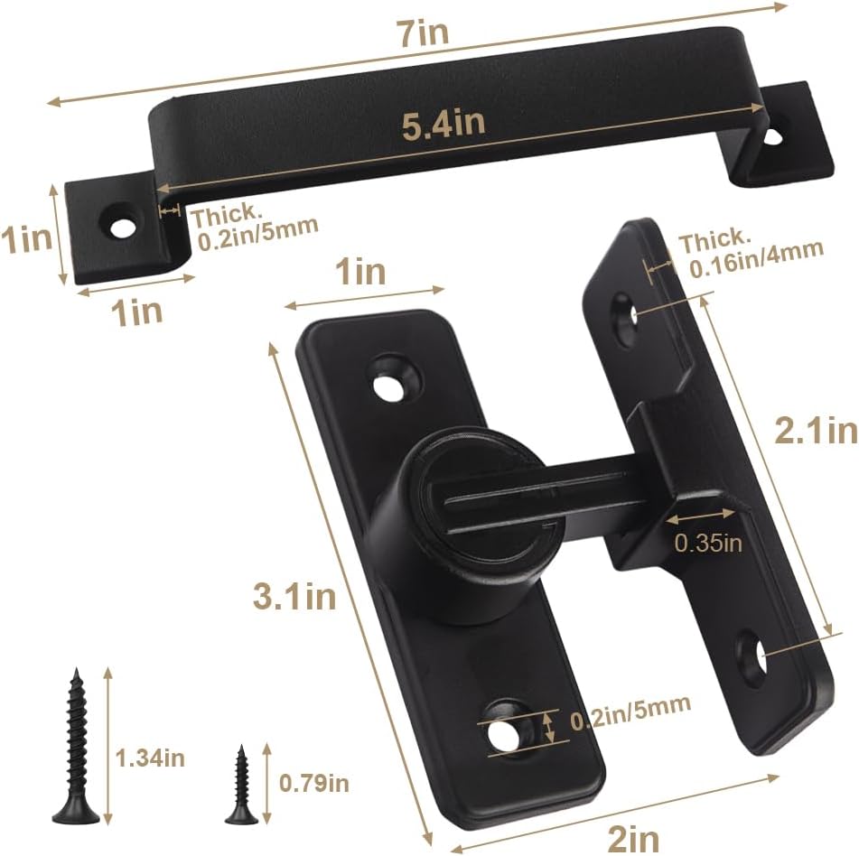 Barn Door Lock with Handle 90-Degree Latches