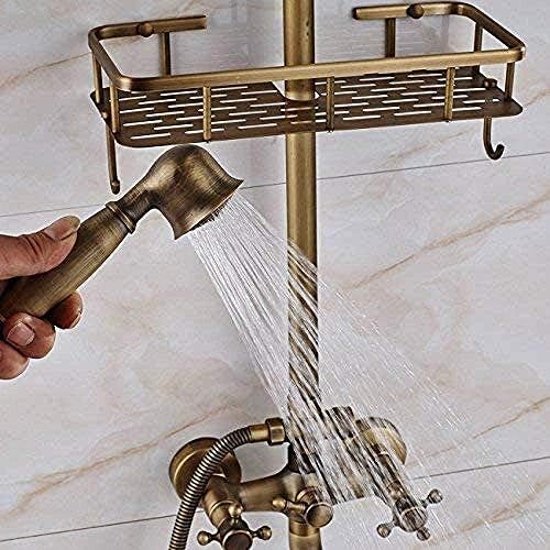 Antique Brass Rain shower with Storage Basket