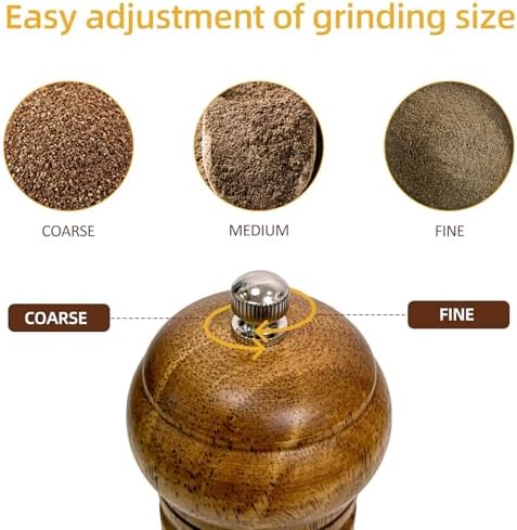 Wooden Salt Pepper Grinder Set with 8 Inch Tall Design 1