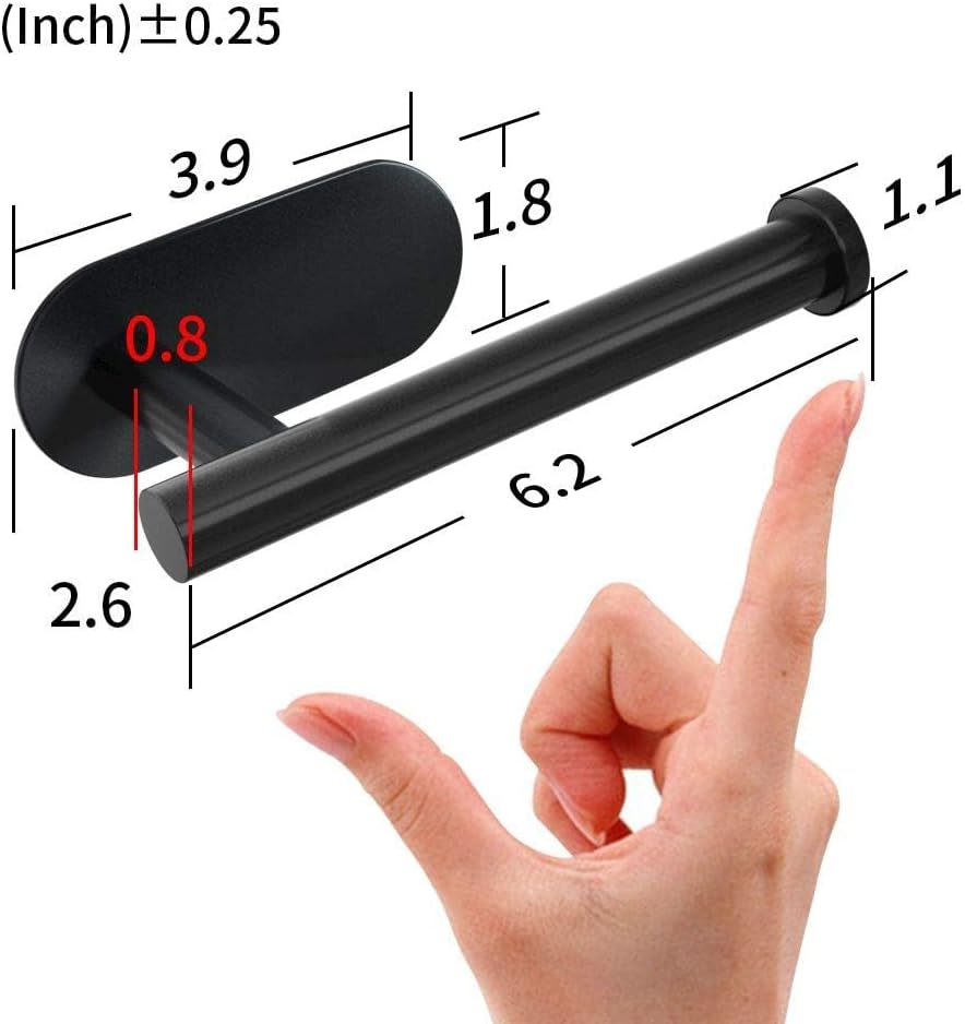 Cerekony Adhesive Toilet Paper Holder - Brushed Black for Small Spaces