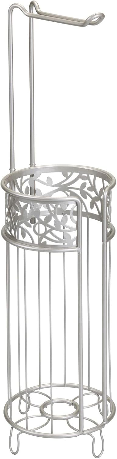mDesign Freestanding Toilet Paper Holder - Matte Silver 1