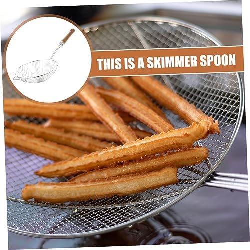 Mikinona 304 Stainless Steel Skimmer Spoon with Wooden Handle