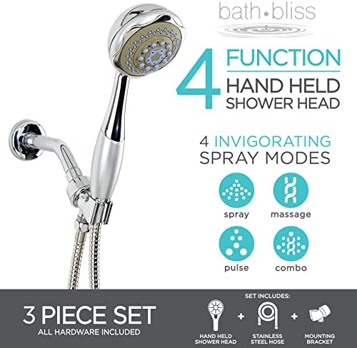 Bath Bliss Chrome 4-Function Handheld Shower Head
