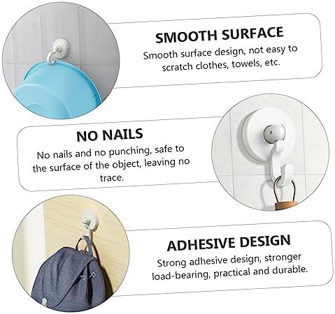 WHAMVOX Multipurpose Bathroom Hooks Black Self-Adhesive Heavy Duty