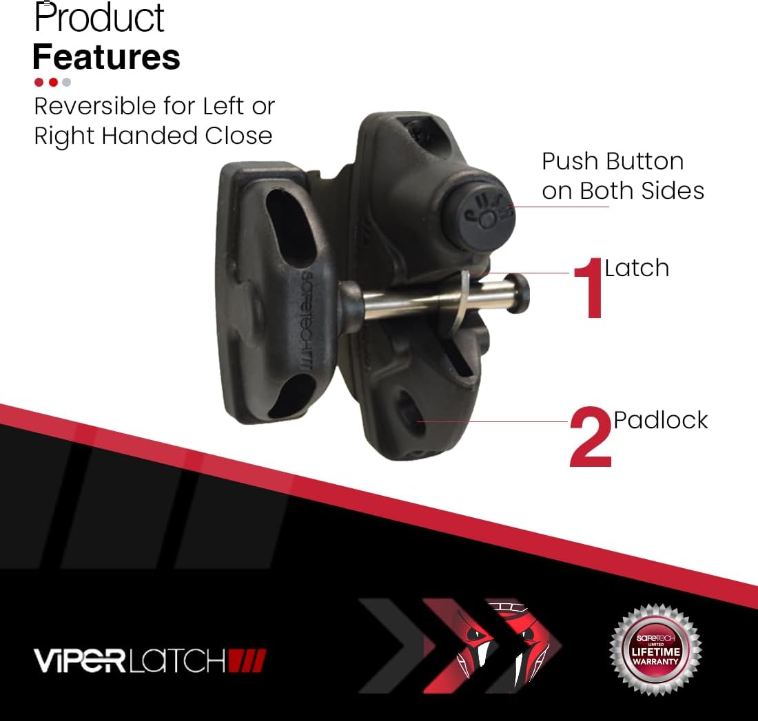 ViperX5 Two-Sided Gate Latch No Post Drilling Replacement Parts Included