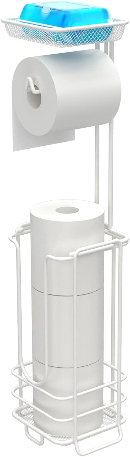 ZCCZ 6305912441 Inch Free Standing Toilet Paper Holder with Shelf