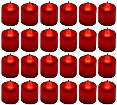 LANKER 24 Pack Red Flameless LED Tea Lights