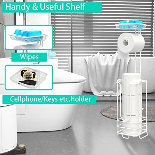 ZCCZ 6305912441 Inch Free Standing Toilet Paper Holder with Shelf