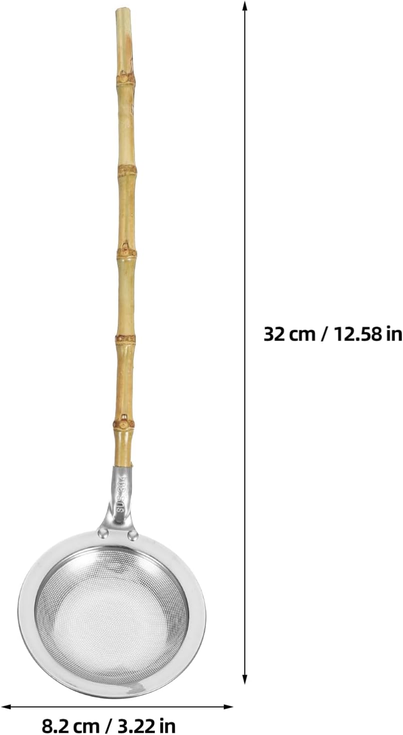 Amosfun Fat Skimmer Stainless Steel Strainer Ladle with Bamboo Handle