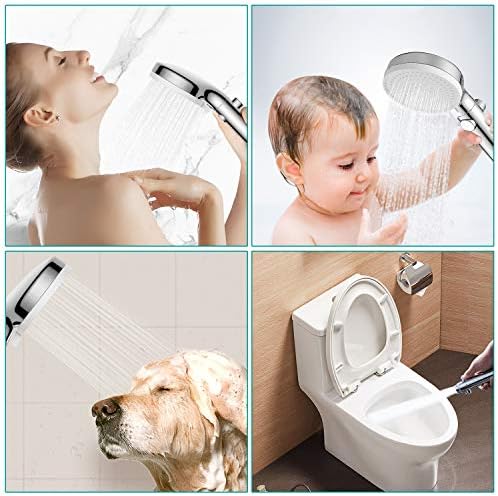 Adjustable 3-Mode Handheld Shower Head with Hose and Valve