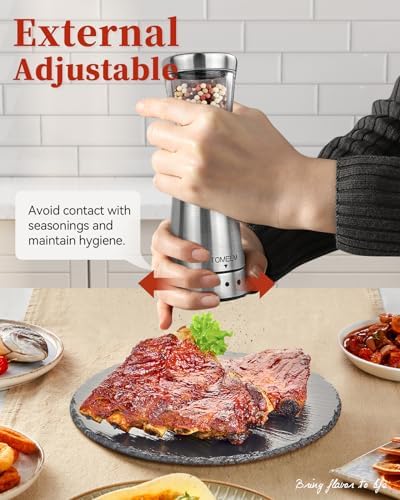TOMEEM Electric Salt Pepper Grinder Set with Storage Base