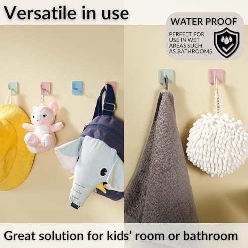 DEKAZIA 4pcs Rose Cute Wall Hooks for Kids Room