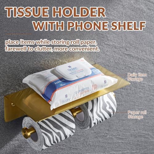 APLusee Double Toilet Paper Holder with Phone Shelf 1