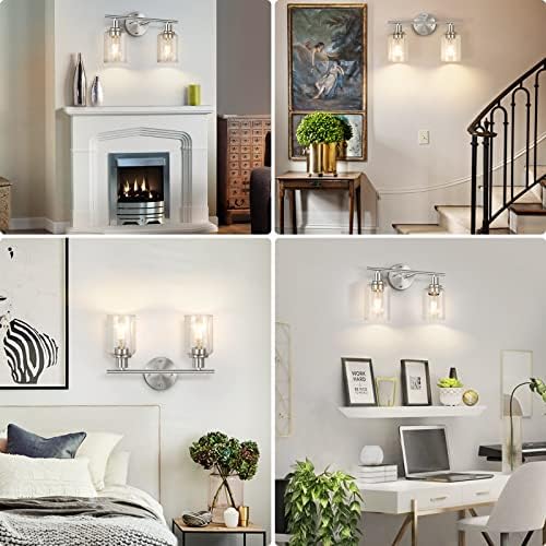 FOLKSMATE Modern 2-Light Wall Sconce with Glass Shade