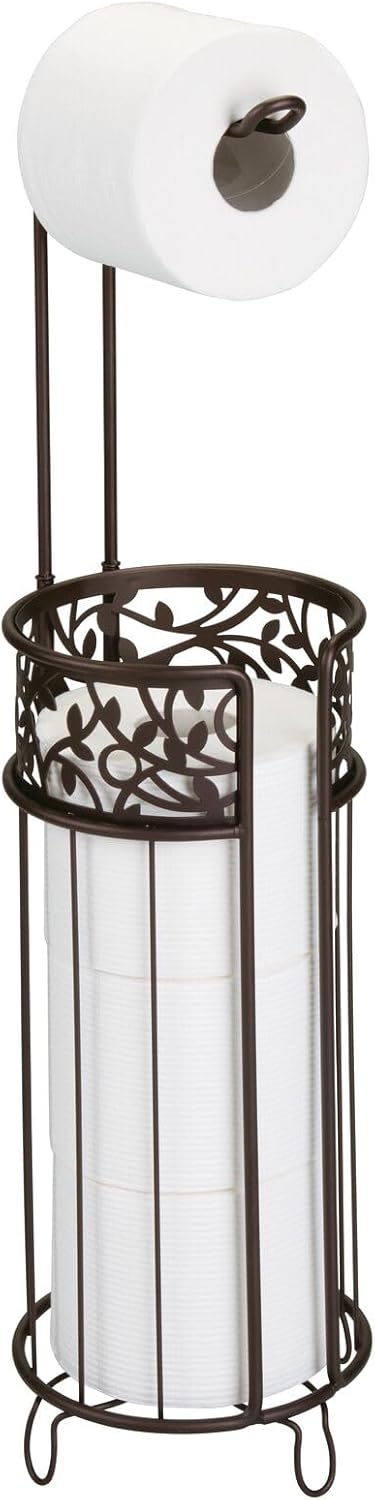 mDesign Bronze Toilet Paper Holder with Vine Design