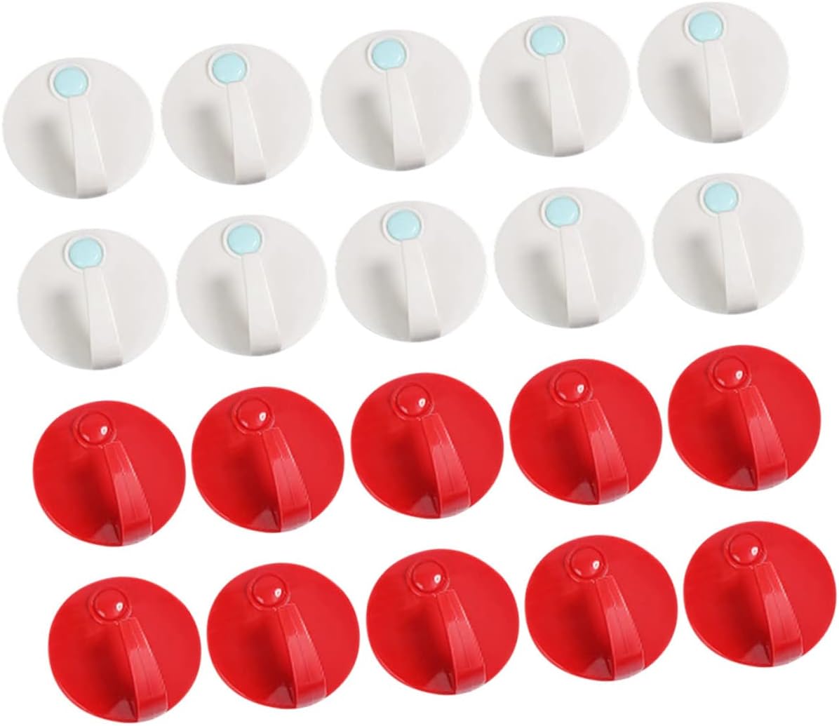 LIFKICH 20pcs Strong Adhesive Wall Hooks Red