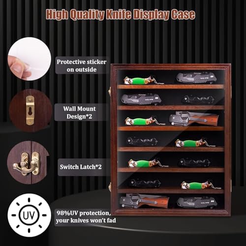 WodGod 7 Layers Knife Display Case with 6 Shelves Cherry