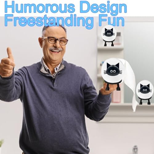 ZAGEVIVIN Cat Toilet Paper Holder Black Self Standing