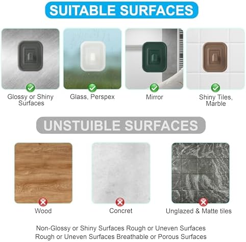 HOMEI 2-Pack Silicone Adhesive Shower Hooks