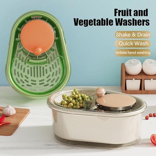 Cmeilau 2025 Fruit Cleaner Spinner Manual Portable