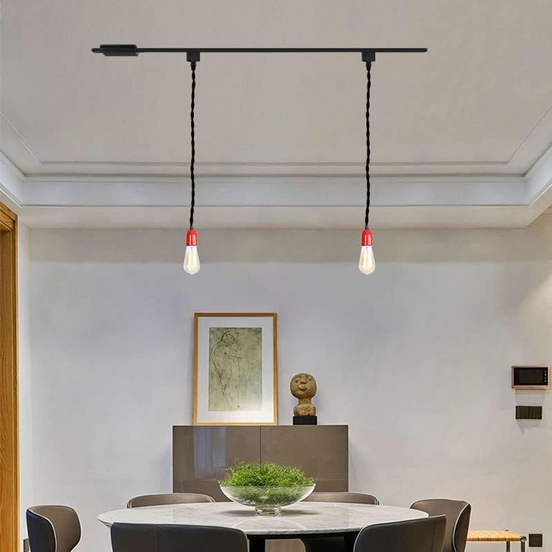 3-Light H Track Pendant Light with Red Ceramic Base