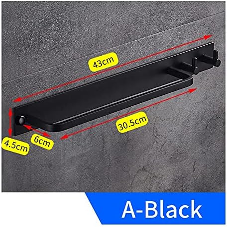 ANNBKA Black Aluminum Towel Bar with 2 Hooks 1