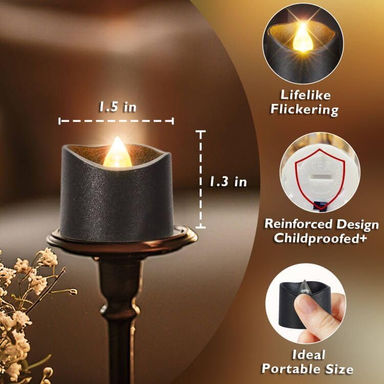 Homemory Flameless LED Black Tea Lights 24-Pack