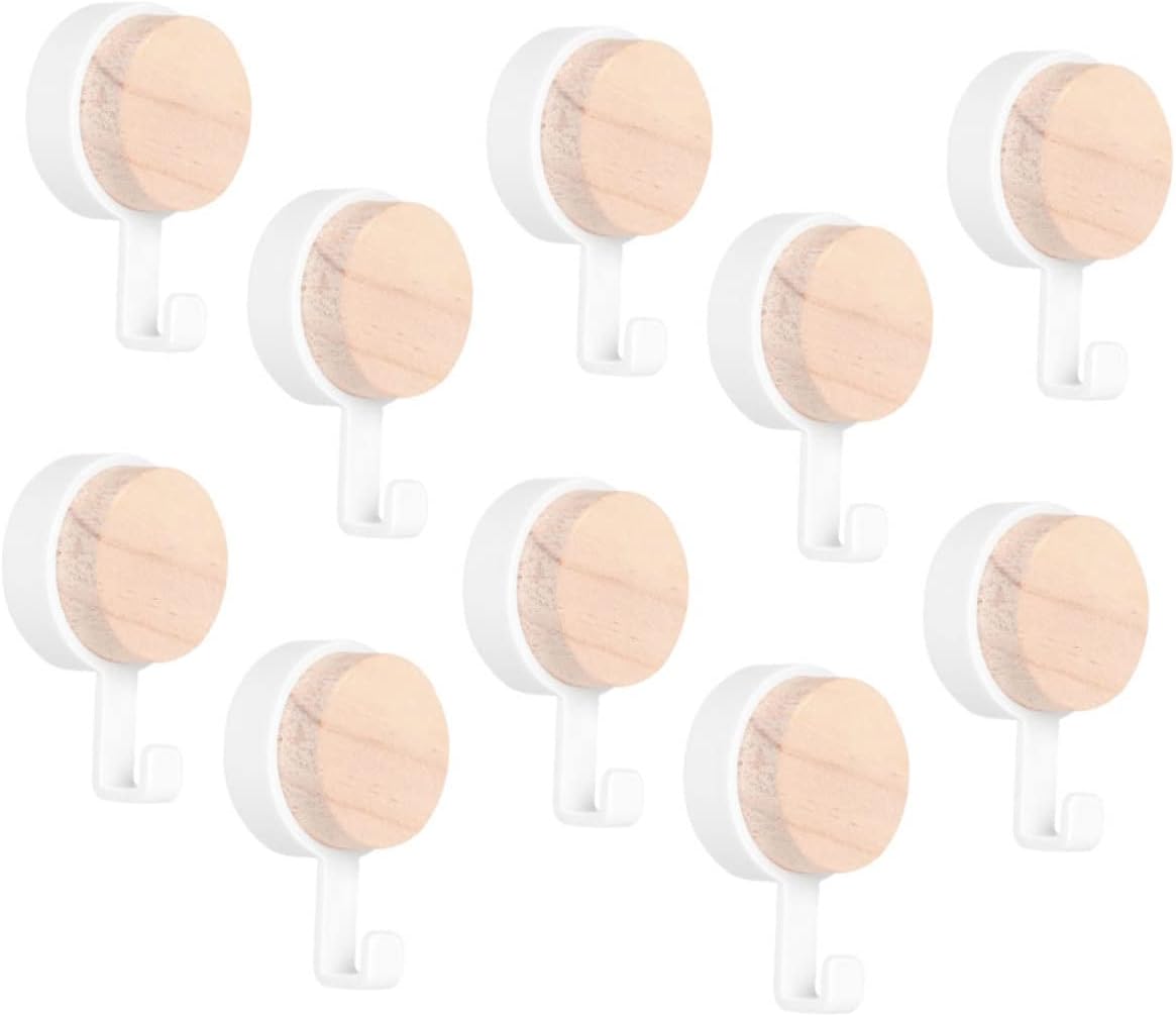 HEALLILY 10 Pack Strong Round Hooks for Bathroom Kitchen Wall