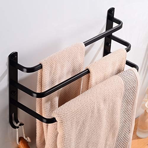 Black Aluminum Three Layer Towel Bar Holder 1