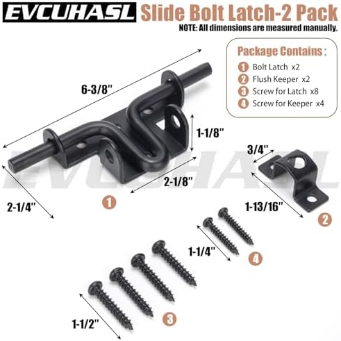 EVCUHASL Slide Bolt Gate Latch Set