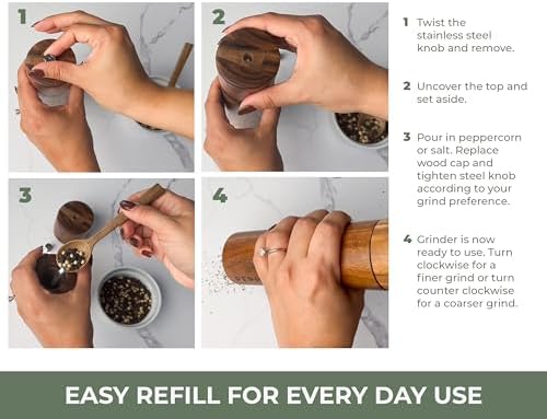 Saffron Sage Acacia Wood Salt Pepper Mill Set of 2