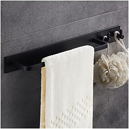 ANNBKA Black Aluminum Towel Bar with 2 Hooks 1