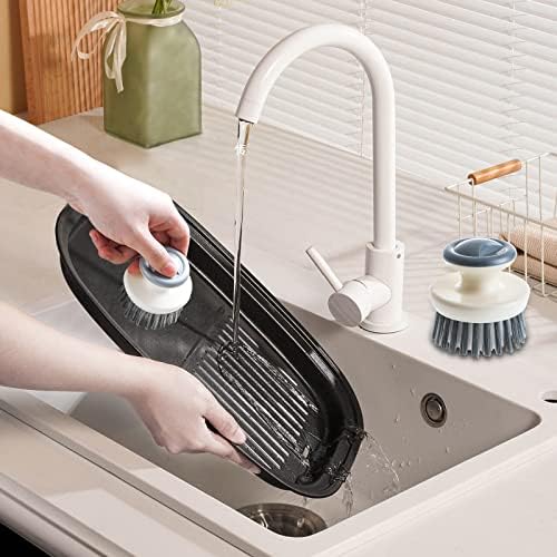 MUUBOOX Dish Scrub Brush with Stiff Bristles 2P Grey